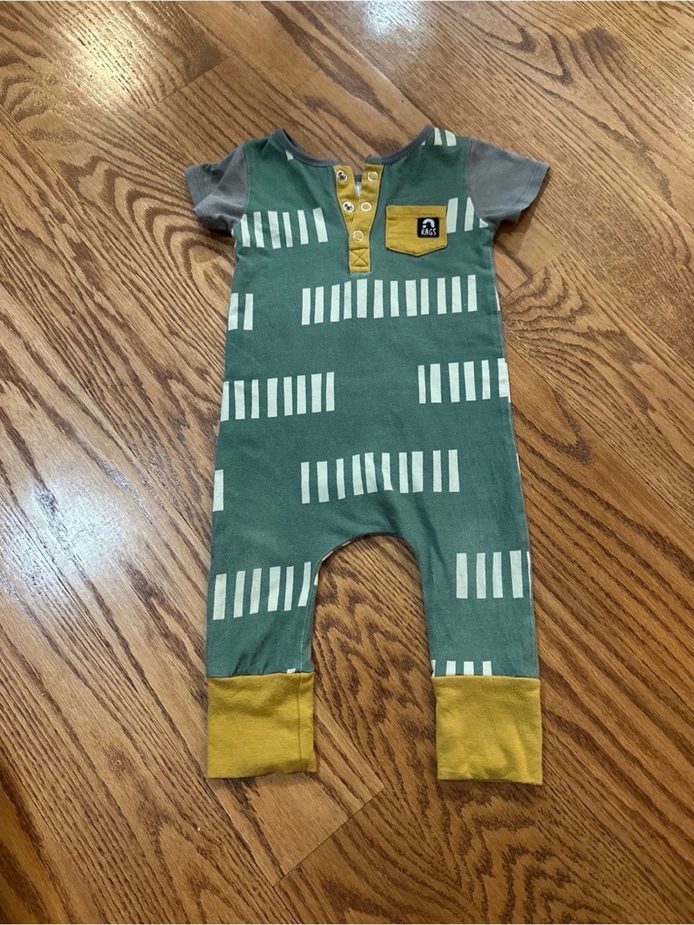 RAGS Baby Boy Green Striped Romper Jumpsuit 6-12 months